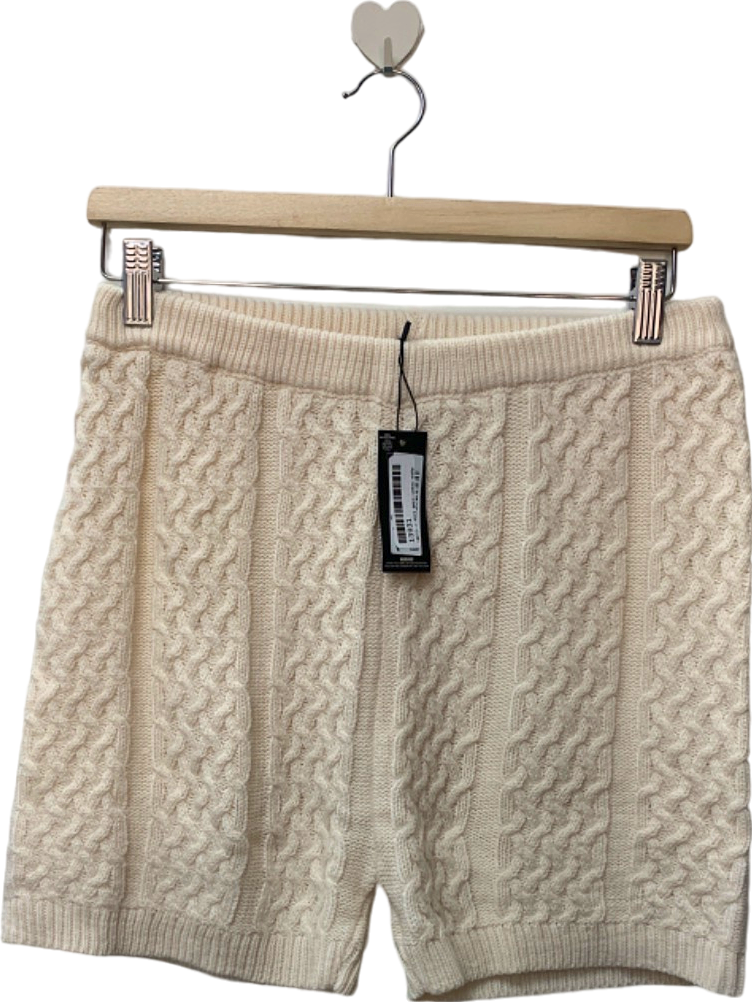 PrettyLittleThing Cream Cable Knit Shorts UK M