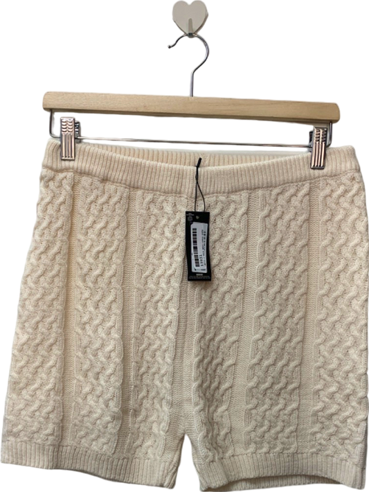 PrettyLittleThing Cream Cable Knit Shorts UK M