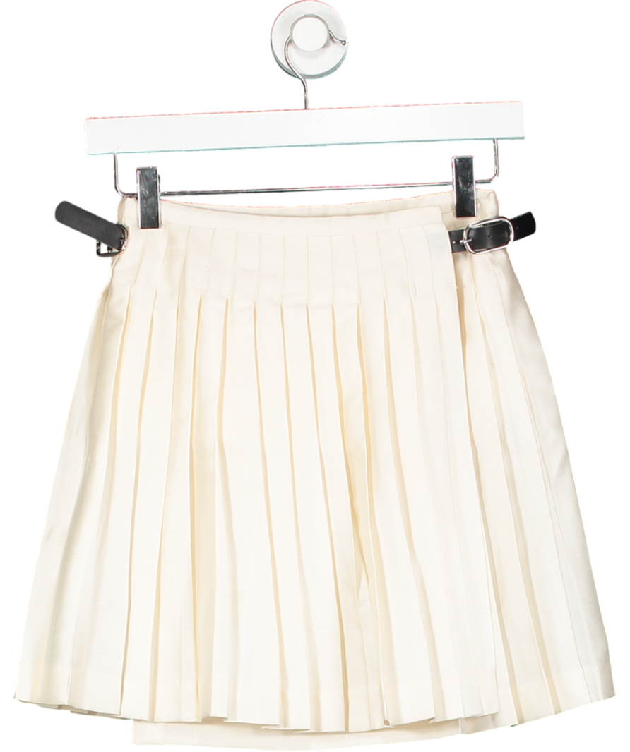 Hai Cream Pleated Mini Skirt With Buckle Sides UK XS/S