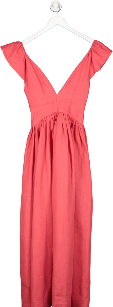 chinese dress ladies Kalita Red Persephone Linen-poplin Maxi Dress UK S