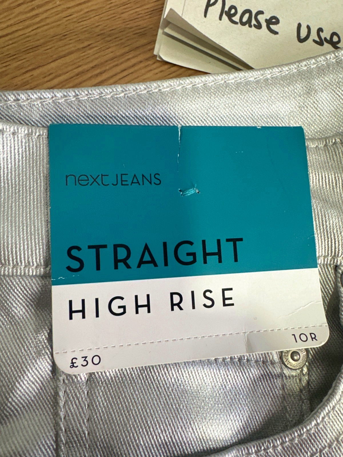 Next Silver High Rise Straight Jeans UK 10 R