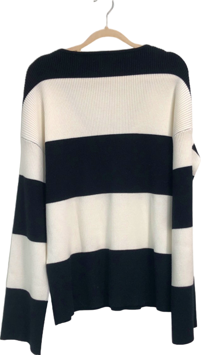 4th + Reckless Black and White Stripe Jumper UK 8