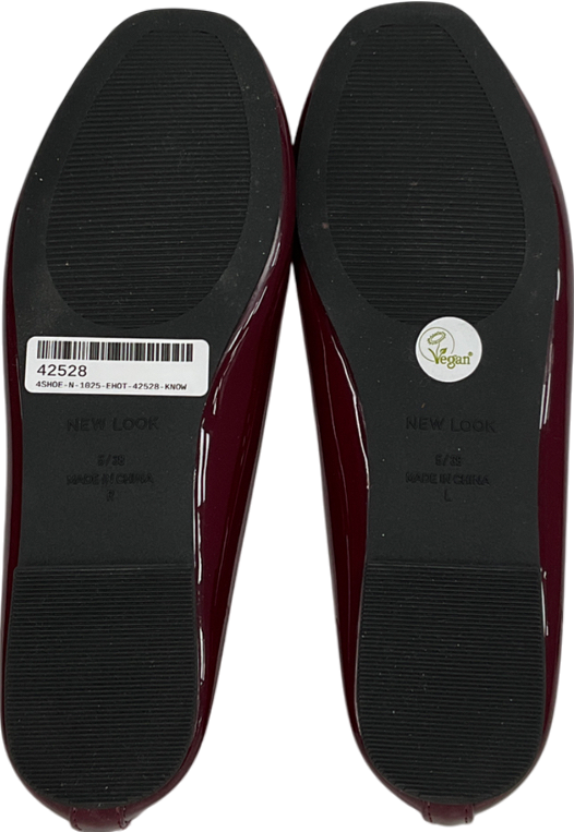 New Look Burgundy Patent Leather-look Ballerina Pumps UK 5 EU 38 👠