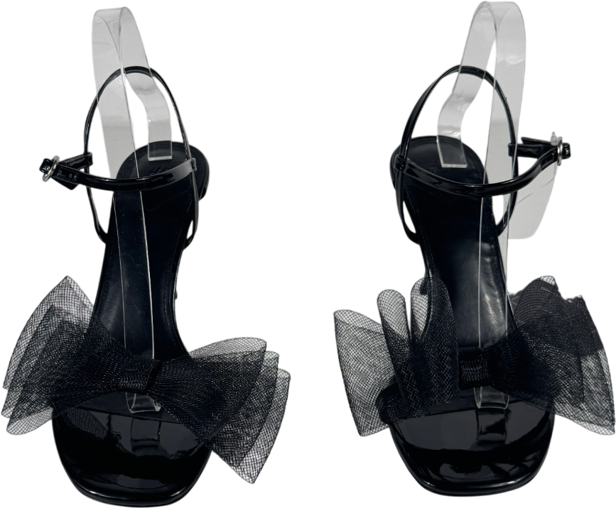 H&M Bow Detail Heeled Sandal Black UK 6 EU 39 👠