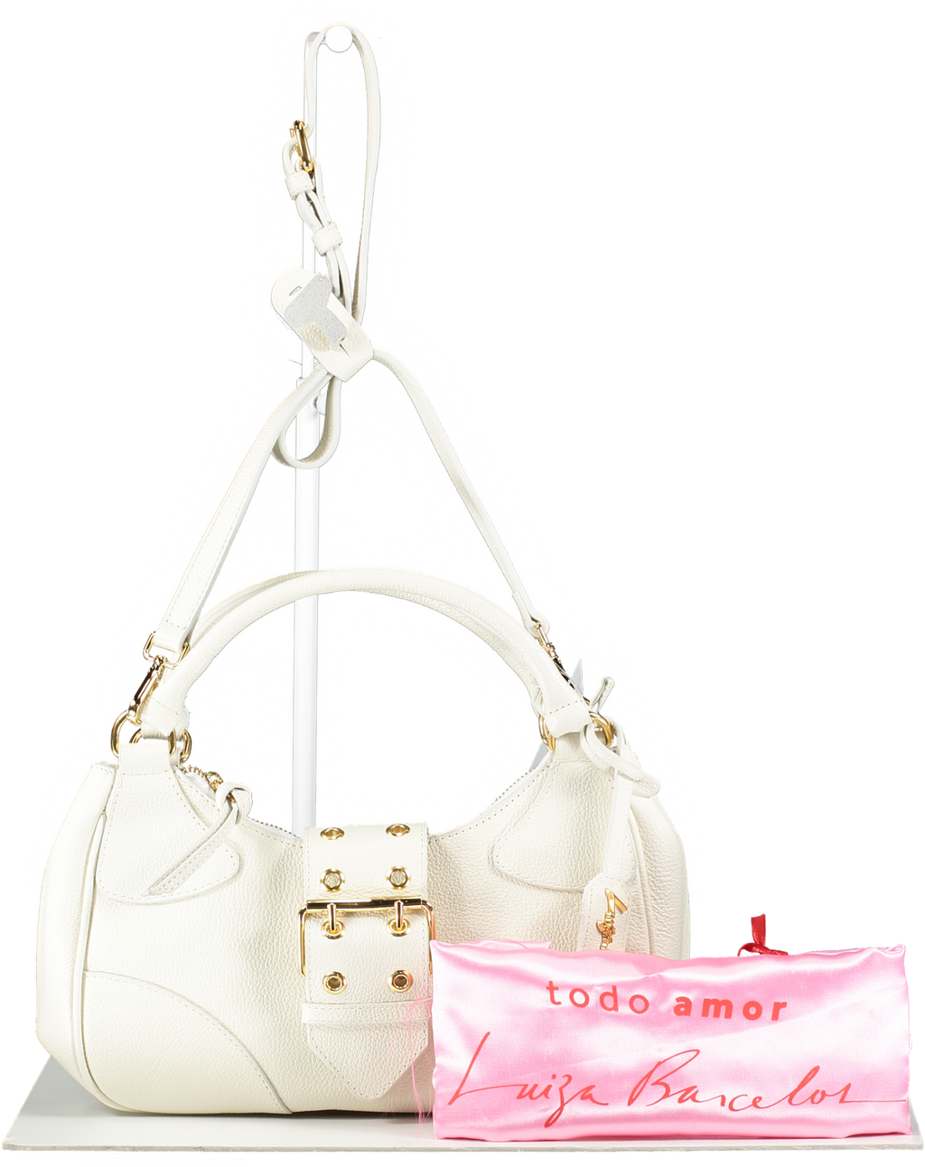 LUIZA BARCELOS Off White Leather Baguette Bag