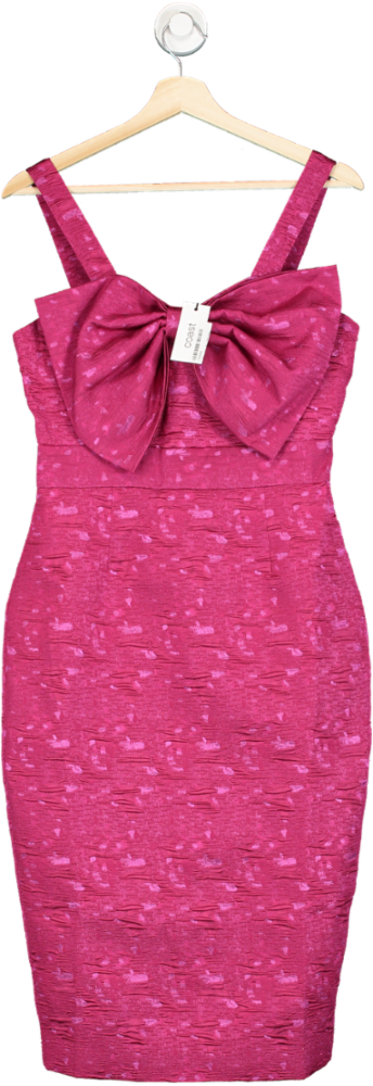 Coast Pink Petite Bow Front Jacquard Cami Midi Pencil Dress UK 10