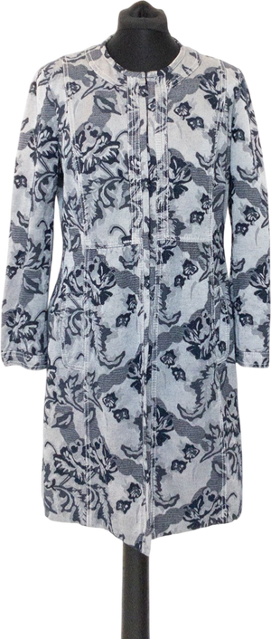 VALENTINO Vintage Blue Floral Denim Frock Coat IT46 UK 12