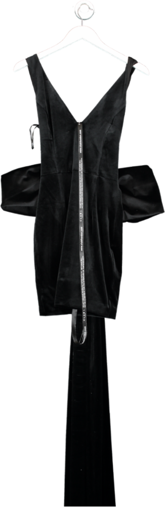 Club L Black Velvet Plunge Mini Dress With Oversized Bow UK 6