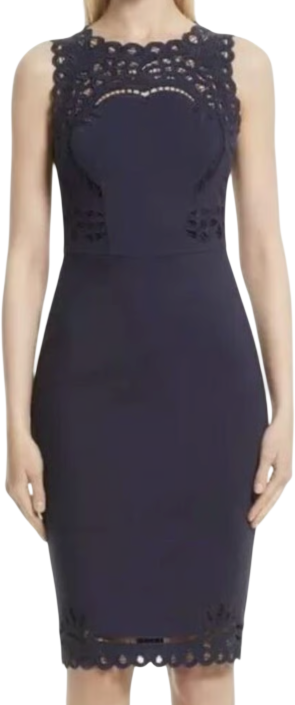 Ted Baker Navy Blue Verita Cut Out Detail Bodycon Dress Sz0 UK 6
