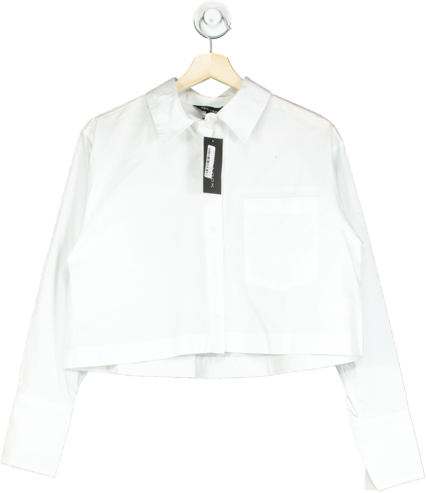 New Look White K Palmer Poplin Crop Shirt UK 8