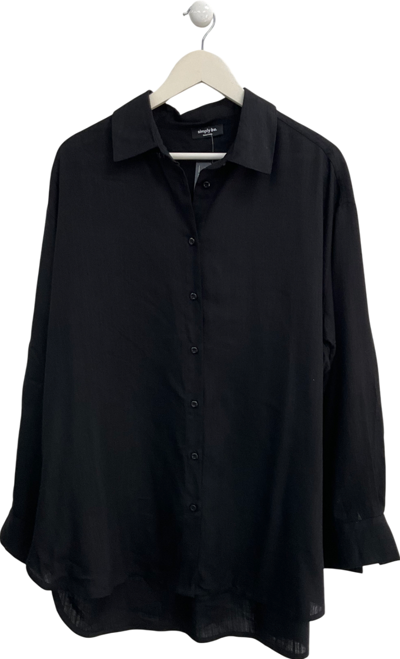 SimplyBe Black Linen Look Shirt UK 18