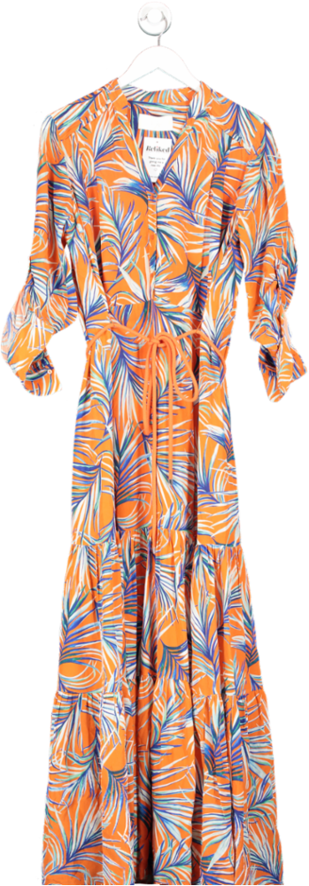 BOSS Orange Relaxed Fit Palm Print Belted Maxi Dress UK 8