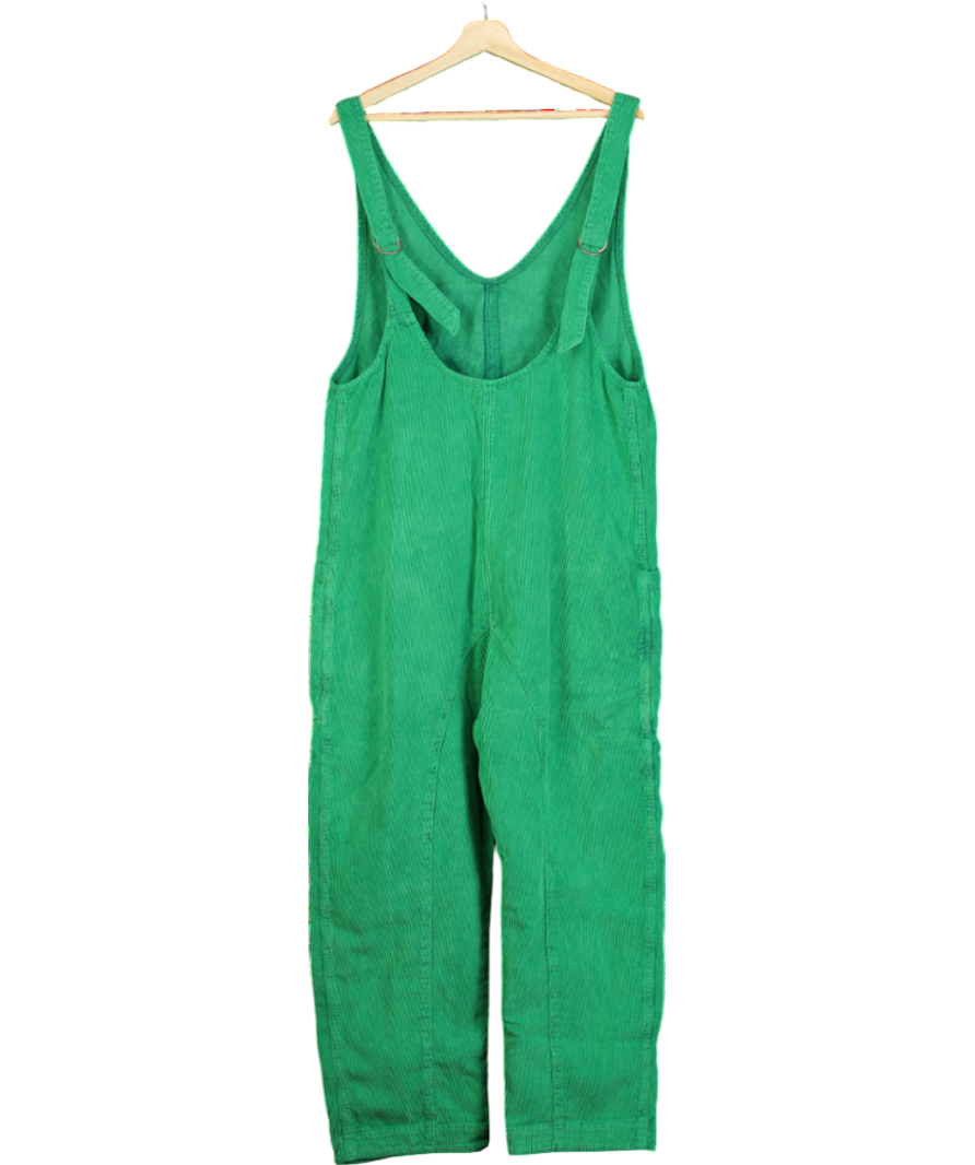 Free People Green High Roller Cord Jumpsuit UK M