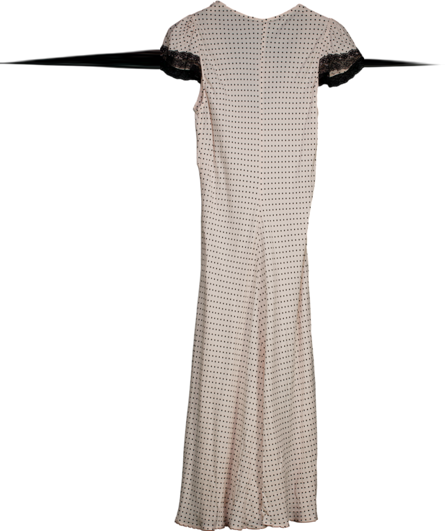 ghost Cream Erika Polka Dot Bias Cut Midi Dress UK M
