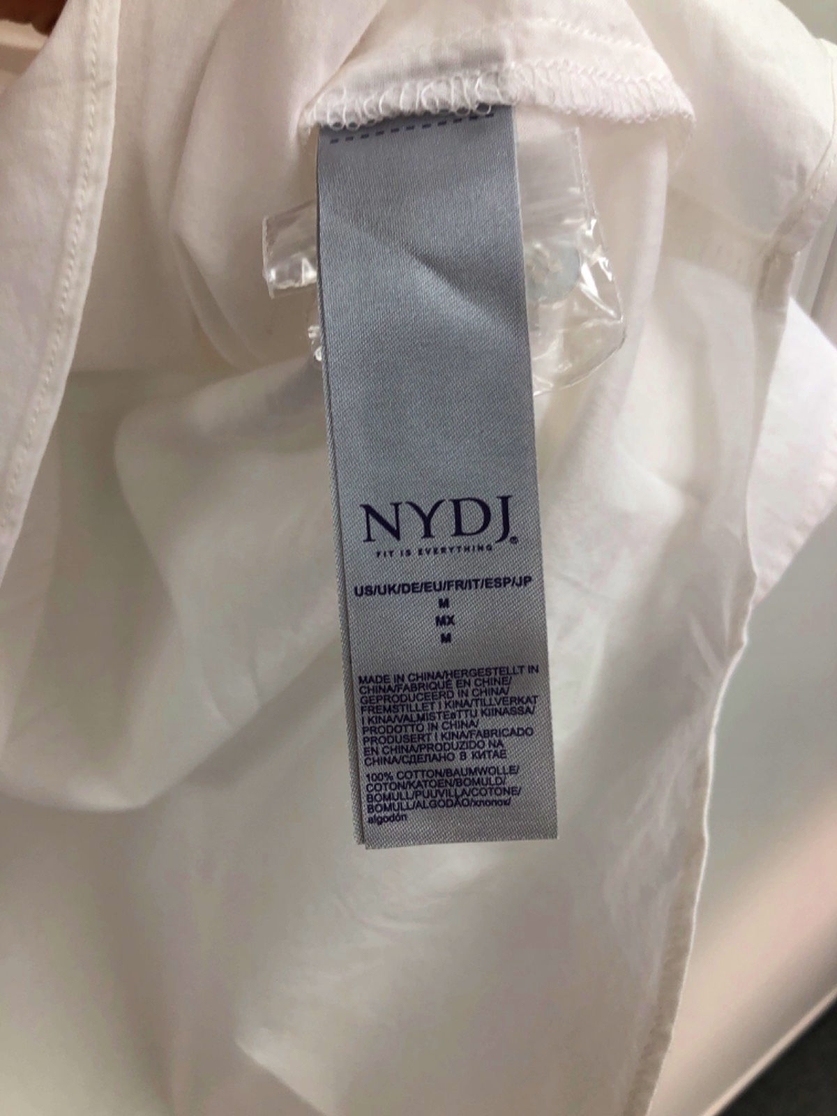 NYDJ White cotton classic Pintuck Blouse  UK M