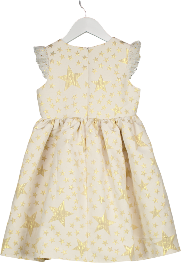 RACHEL RILEY Cream Girls Gold Star Jacquard Dress 8 Years