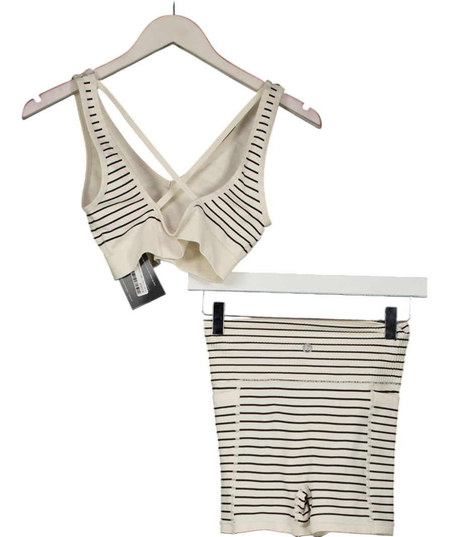 cotton on White Striped Seamless Bralette And Shorts Set UK XS