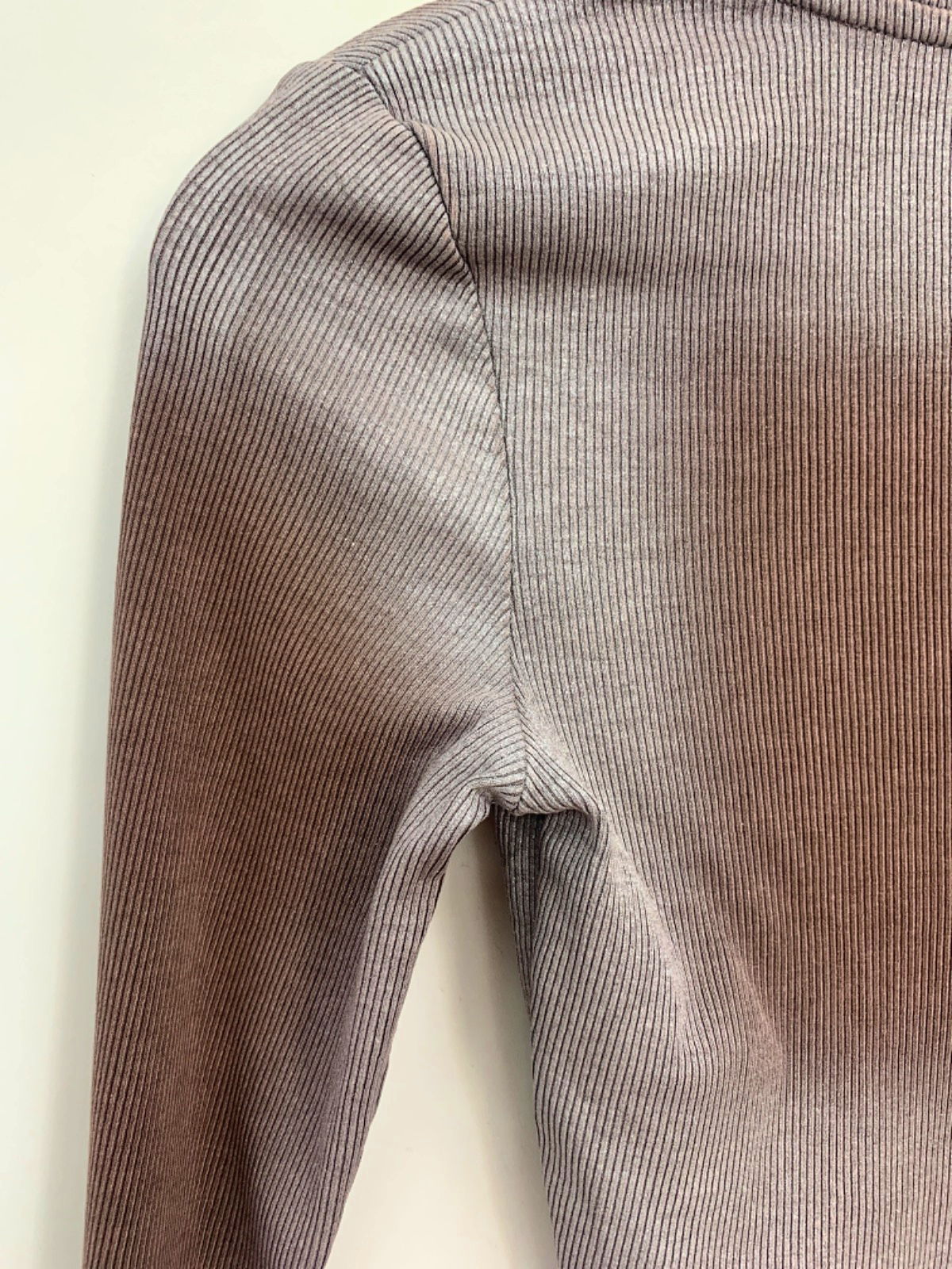 Zara Brown Ribbed Long Sleeve Crop Top UK S