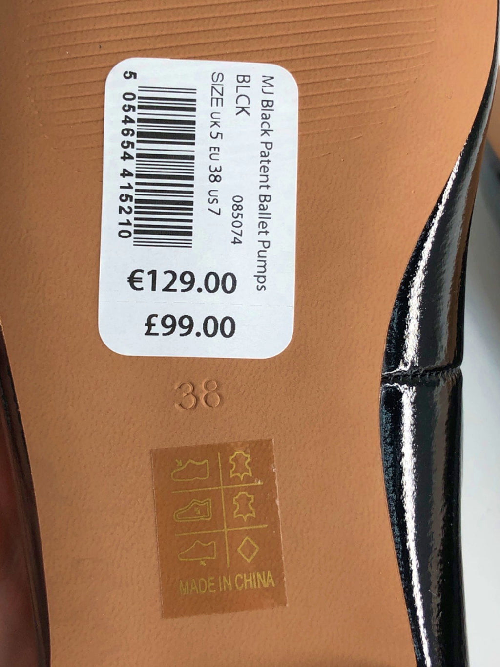 Mint Velvet Black Patent Ballet Pumps UK 5 EU 38