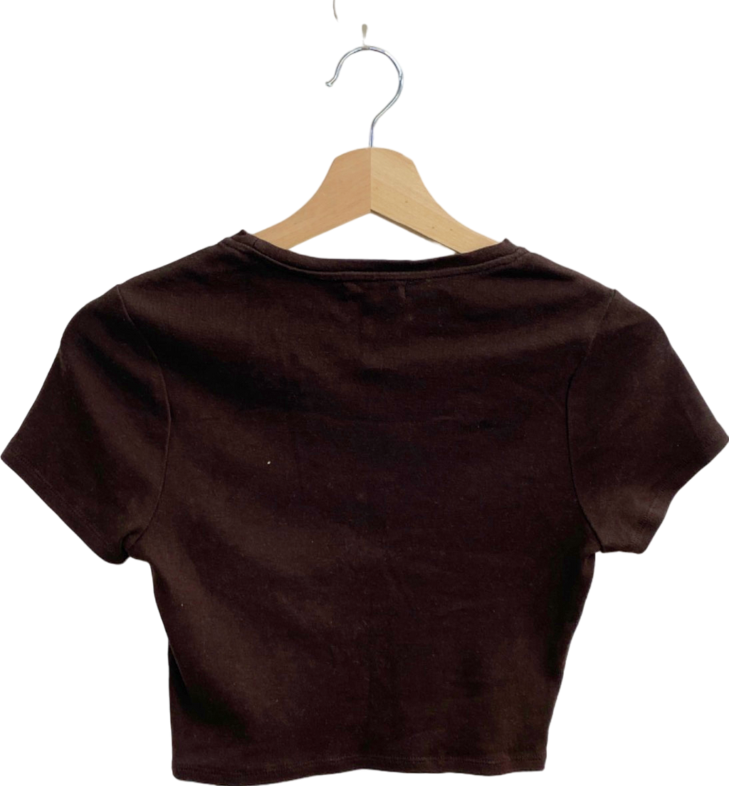 Good American Coffee Brown Crew Neck Crop Top Size 0