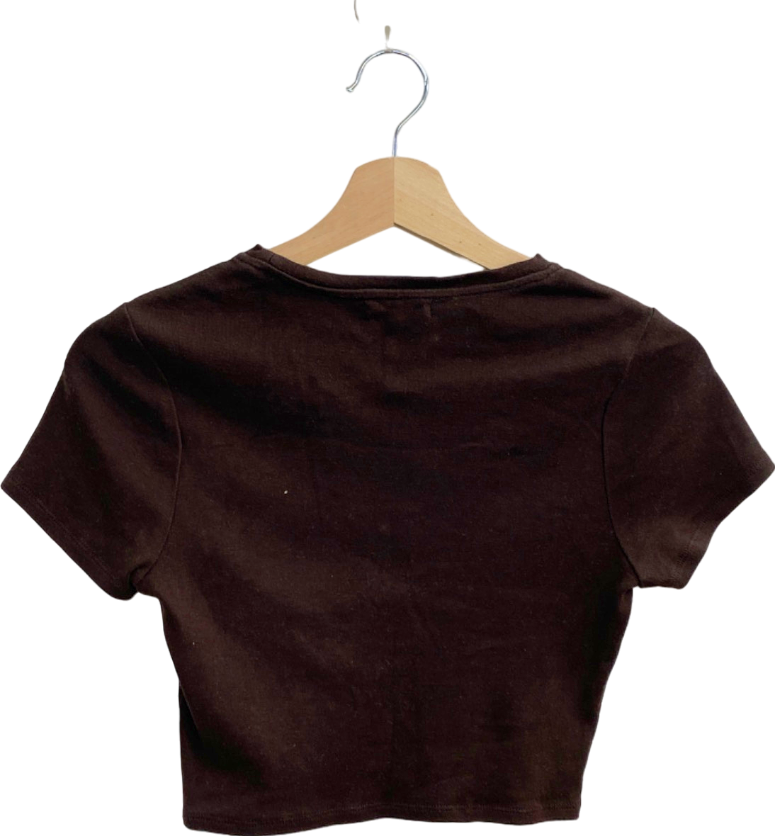 Good American Coffee Brown Crew Neck Crop Top Size 0
