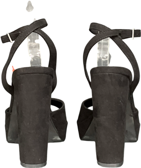 ASOS Naples Platform Barely There Block Heeled Sandals In Black Suedette UK 6 EU 39 👠