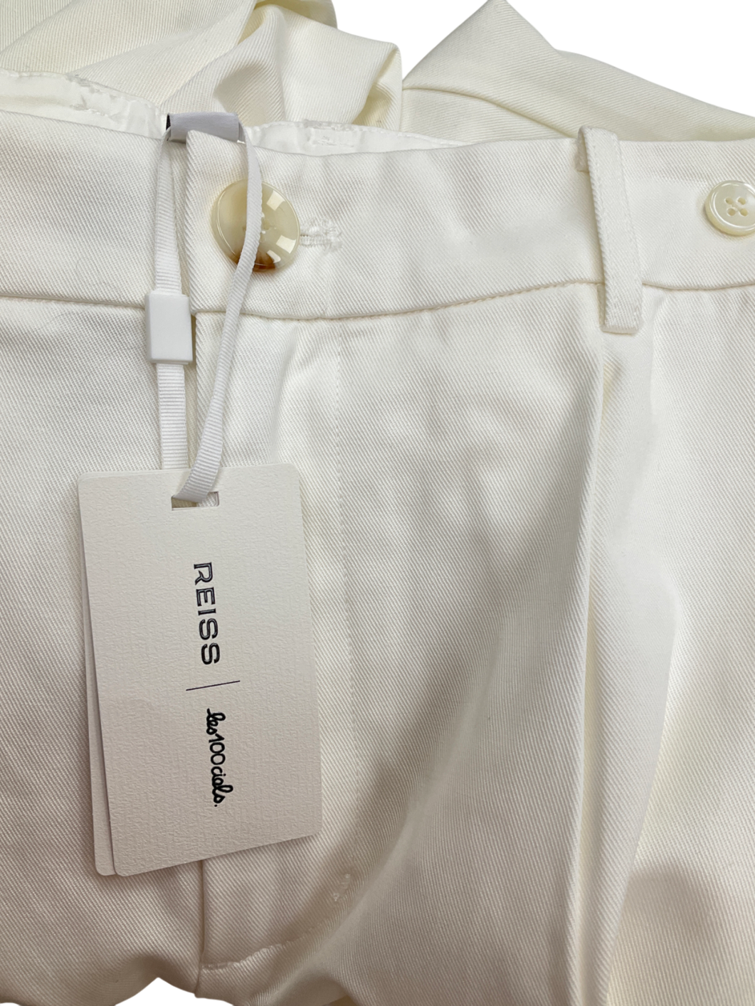 REISS White X Les 100 Ciels Luca Wide-leg Cotton-blend Trousers UK S