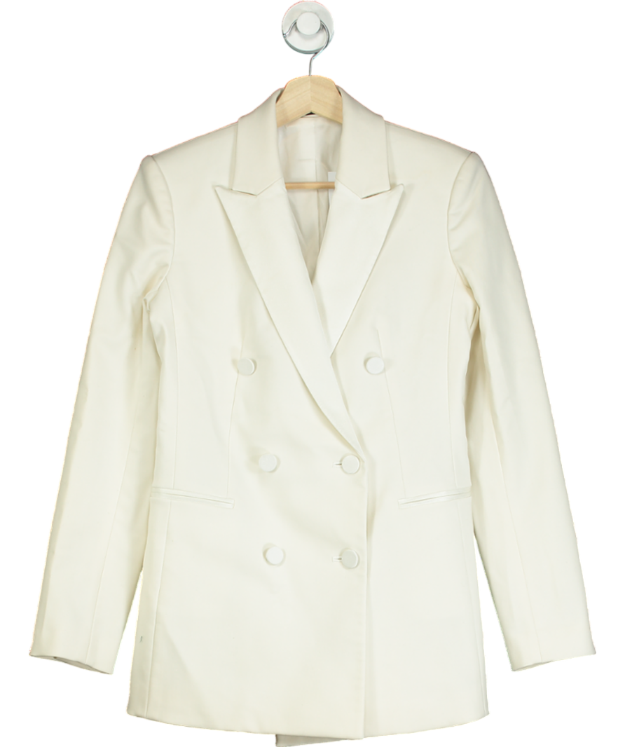 Theory Cream Satin Lapel Double-breasted Blazer UK 8