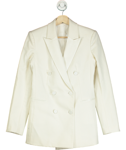 Theory Cream Satin Lapel Double-breasted Blazer UK 8