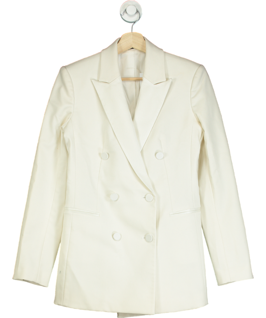 Theory Cream Satin Lapel Double-breasted Blazer UK 8