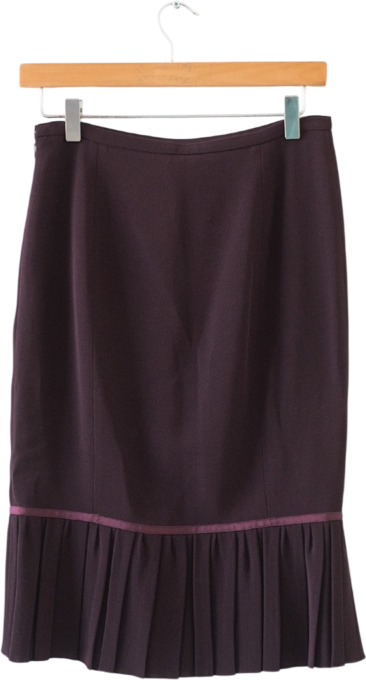 Jigsaw Burgundy Red Pleated Hem Skirt UK 8