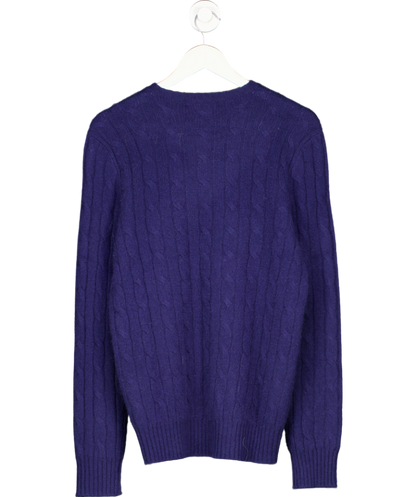 Polo Ralph Lauren Blue 100% Cashmere Cable Knit Sweater UK M