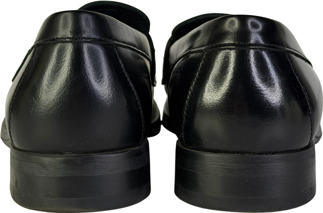 Tommy Hilfiger Black Th Monogram Leather Loafers UK 4 EU 37 👠