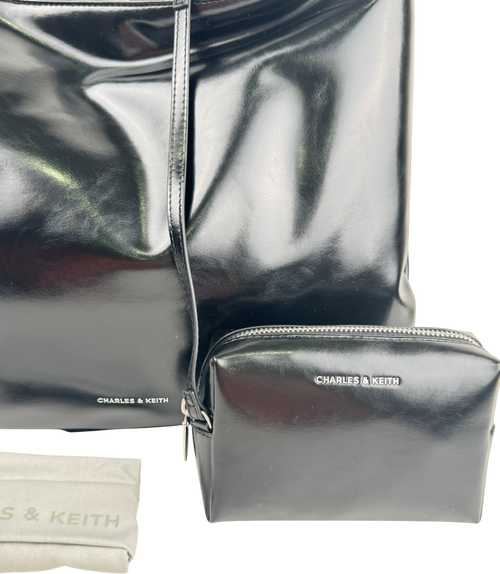 CHARLES & KEITH Black Lumen Slouchy Hobo Bag - Noir