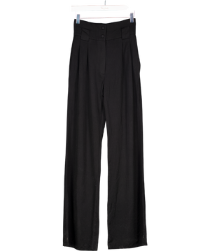Manuri Black Pleat-detail Two-pocket Palazzo Trousers UK S