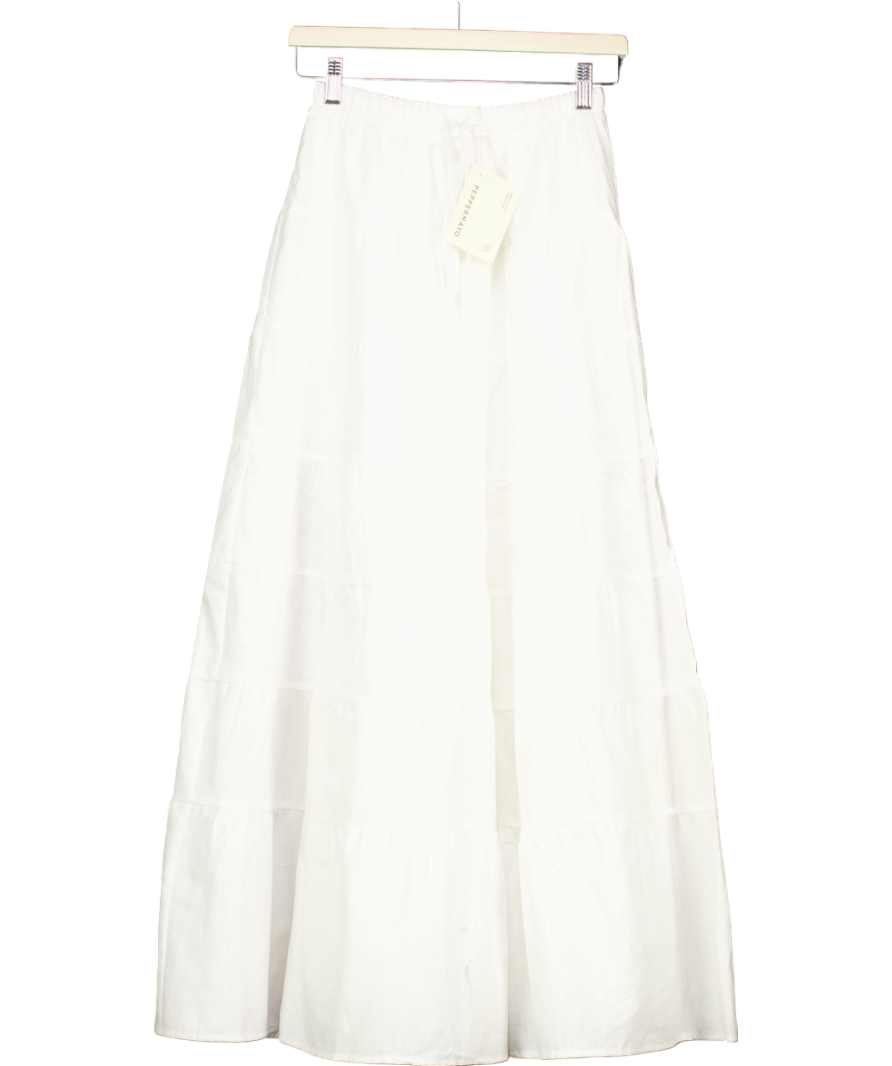 Peppermayo White Mariella Linen Maxi Skirt UK 6