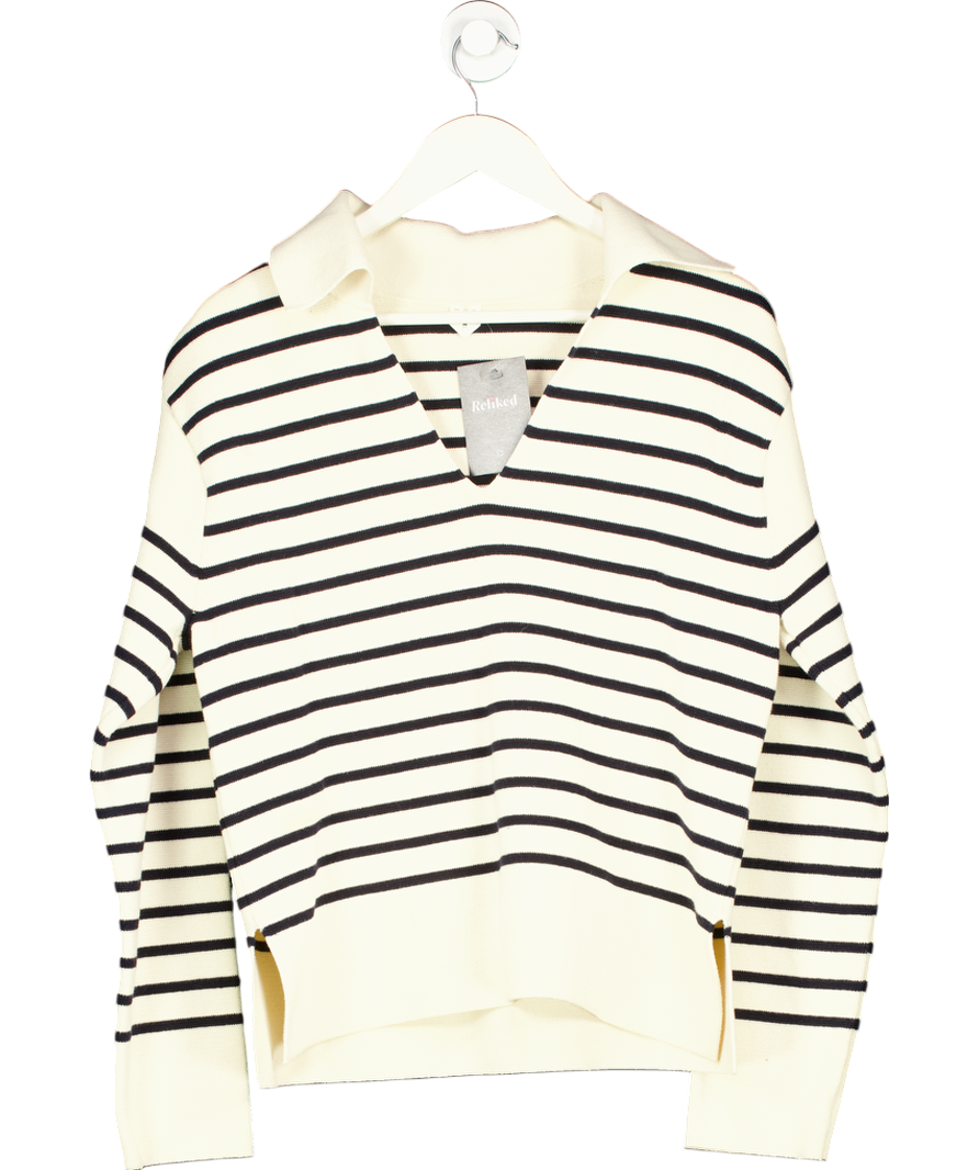 Arket Cream Cotton Striped Jumper UK M