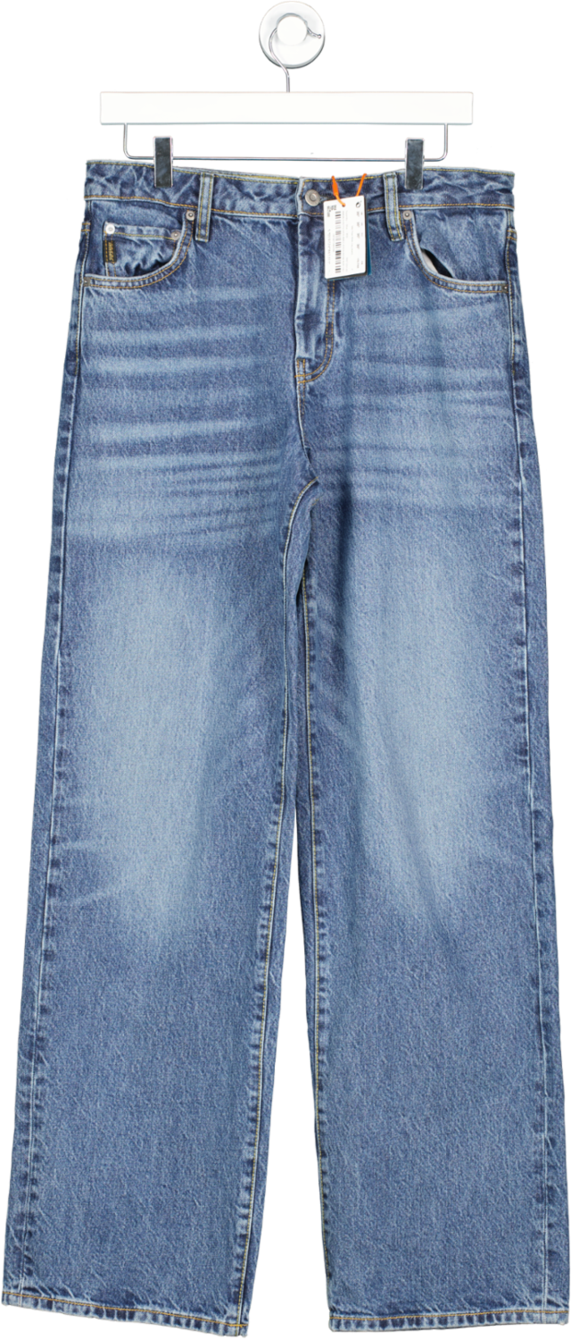 Superdry Blue Mid Rise Wide Leg Jeans W30