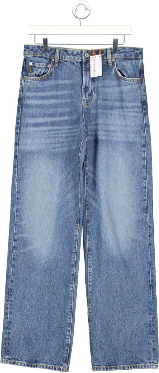 Superdry Blue Mid Rise Wide Leg Jeans W30