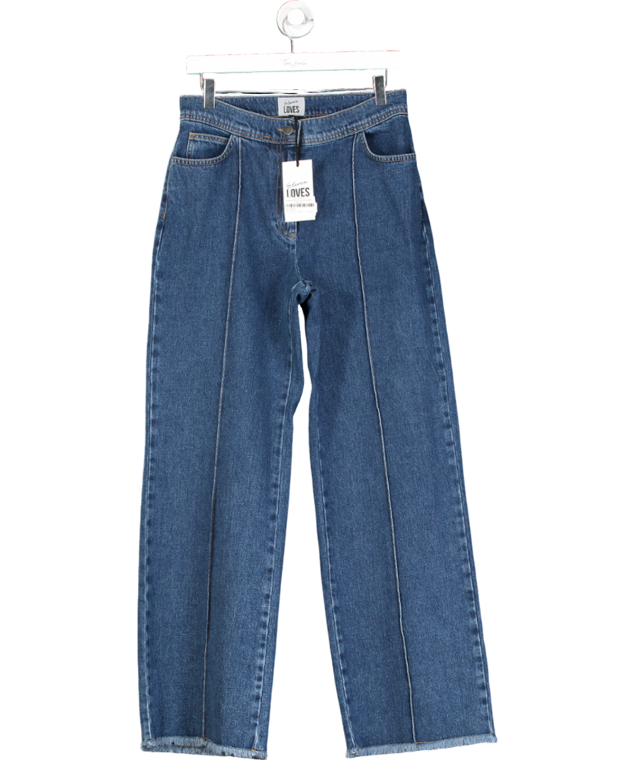 ELEVEN LOVES Blue Parker Pintuck Wide Leg Jeans UK 12