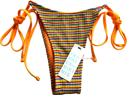 Frankie's Bikinis Orange Divine Striped Rib Bottom UK M