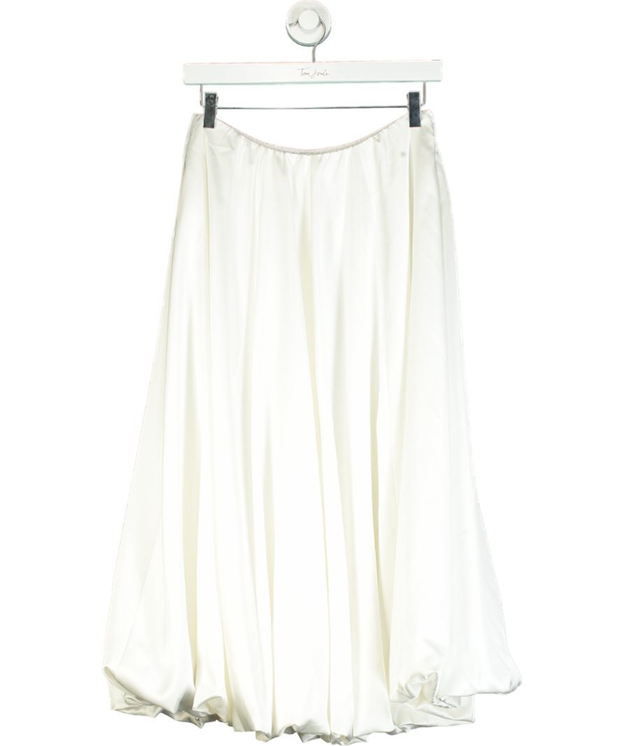 PROD White Printed Satin Midi Puff Skirt UK M