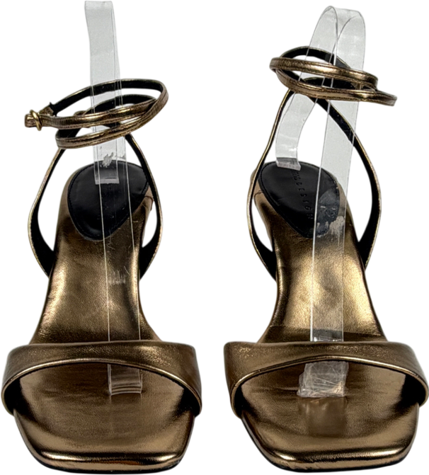 ASOS Metallic Wide Fit Hope Barely There Mid Heel Stiletto Sandals In Warm Gold UK 7 EU 40