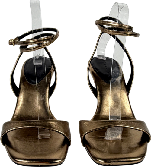 ASOS Metallic Wide Fit Hope Barely There Mid Heel Stiletto Sandals In Warm Gold UK 7 EU 40