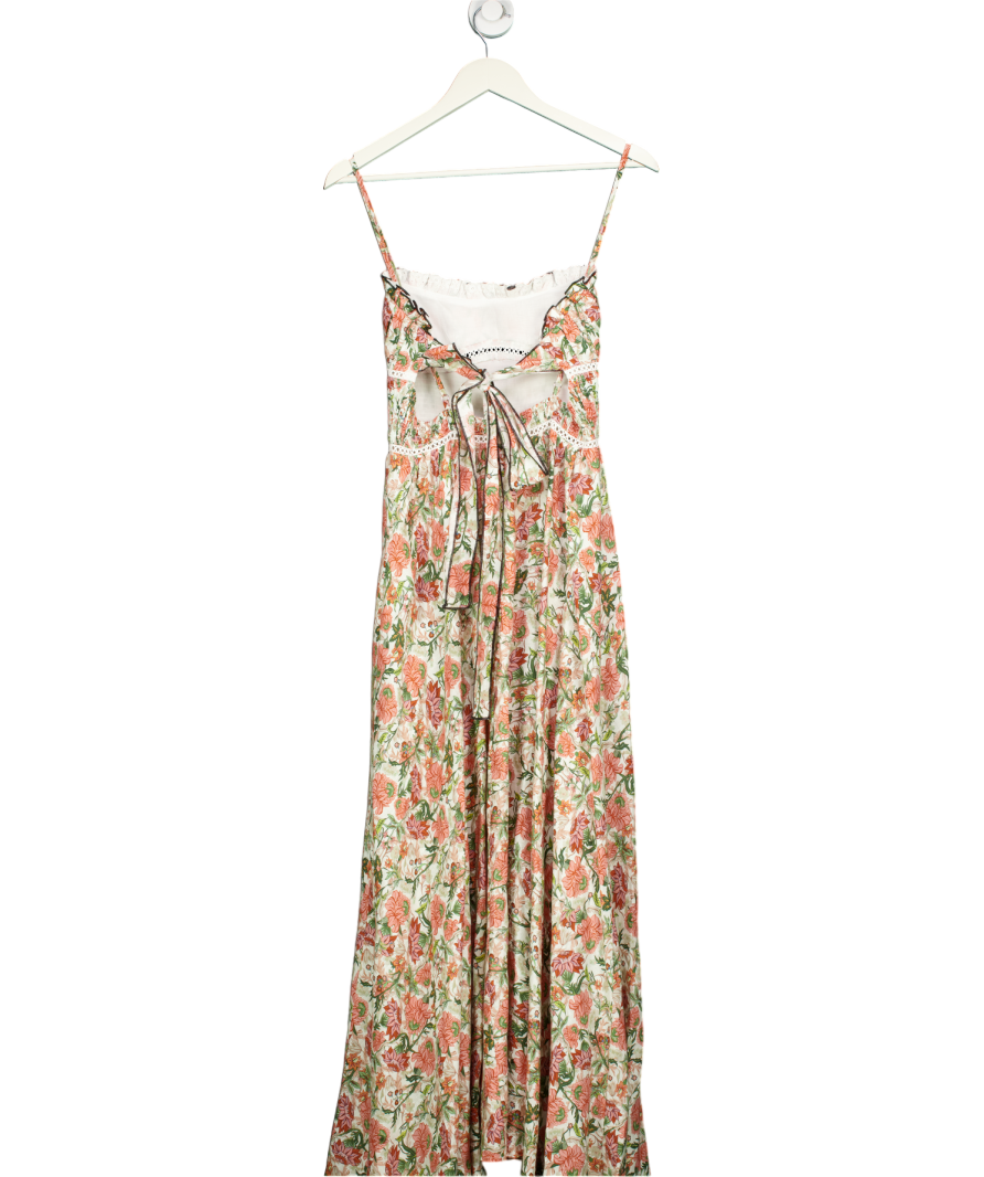 LUG VON SIGA Green Melody Floral Linen Maxi Dress UK 8