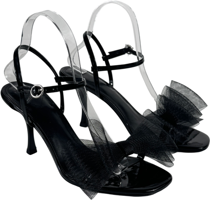 H&M Bow Detail Heeled Sandal Black UK 6 EU 39 👠