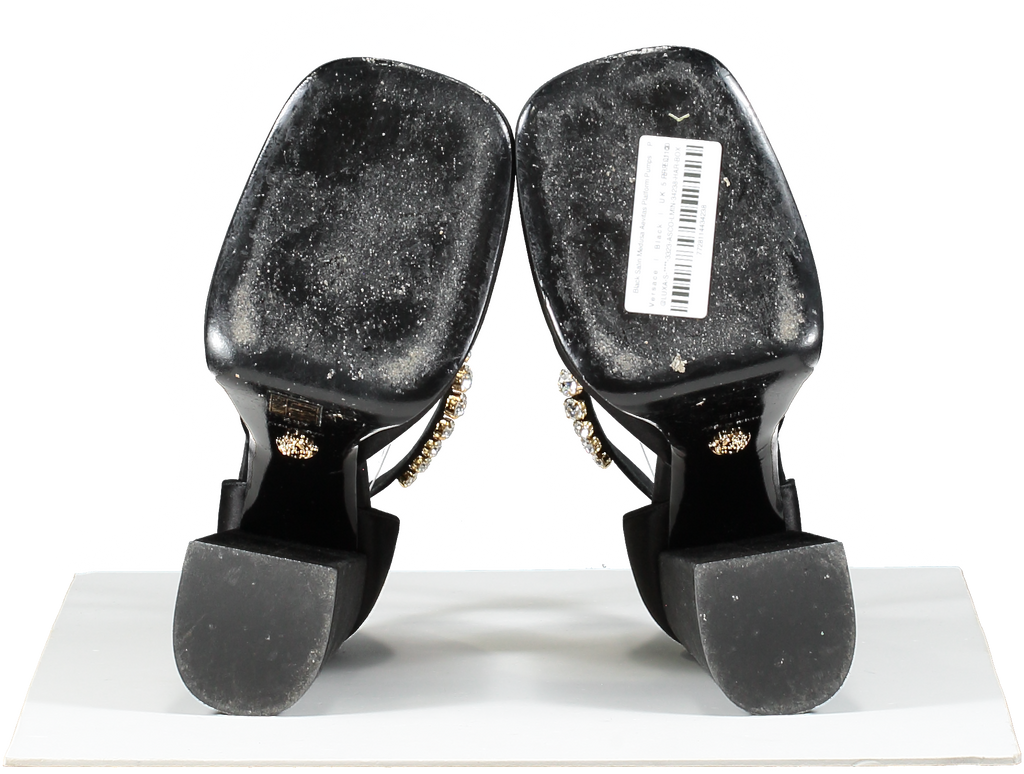 Versace Black Satin Medusa Aevitas Platform Pumps UK 5.5 EU 38.5 👠