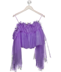 Coast Purple Organza Ruffle Off-shoulder Long Sleeved Statement Top UK 8