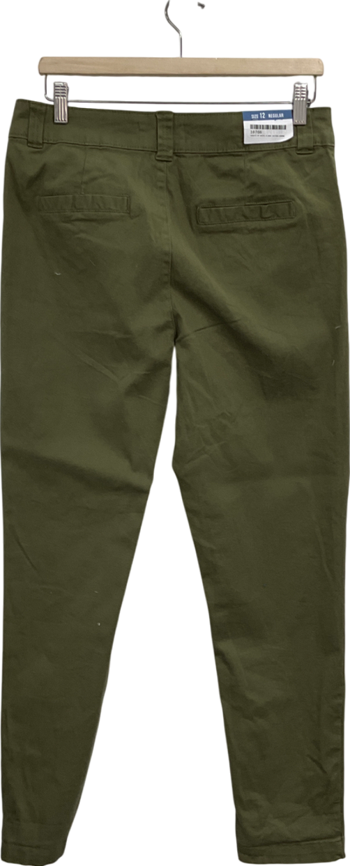 New Look Green Khaki Slim Stretch Cotton Chinos UK 12