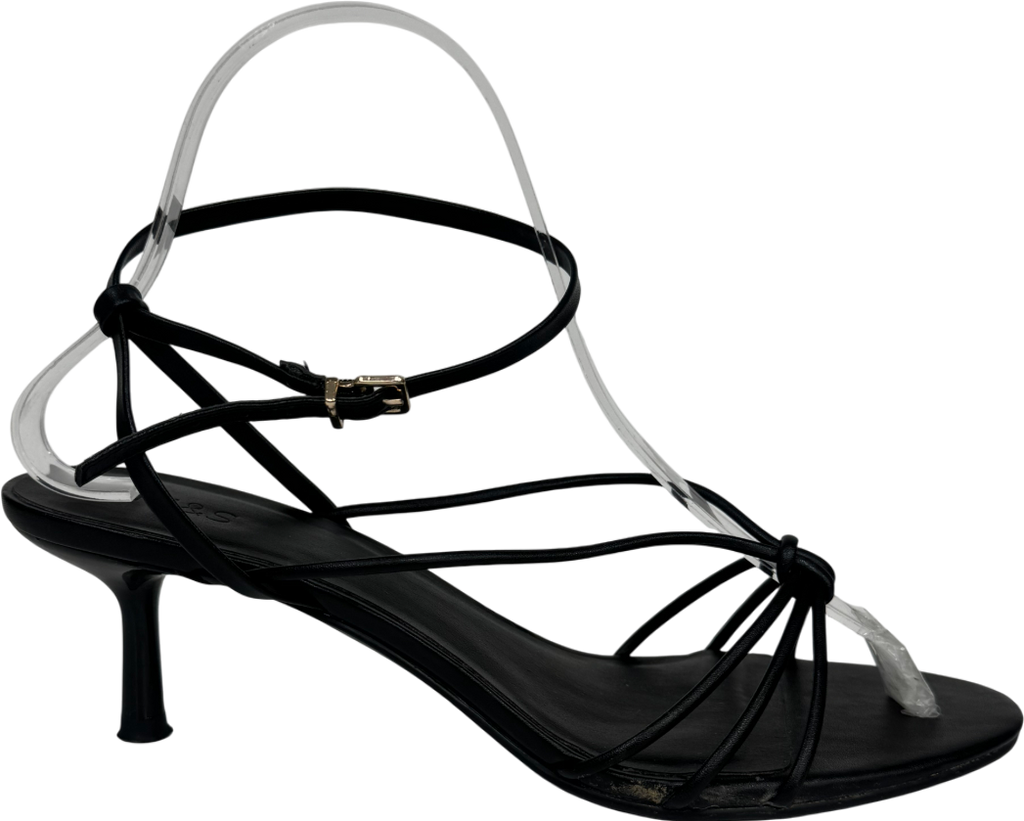 M&S Black Buckle Strap Stiletto Heels UK 5 EU 38 👠